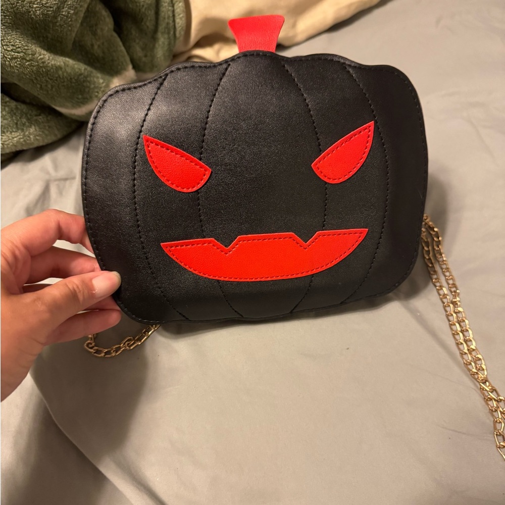Black and Red Pumpkin Face Women Bag
